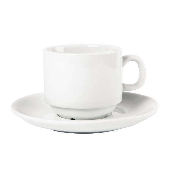 Olympia Whiteware Stacking Tea Cups 7oz 200ml 12 Pack CB467