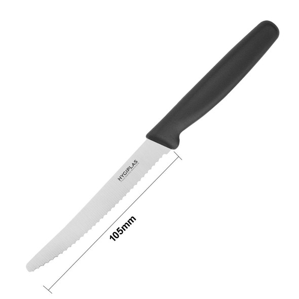 Hygiplas Serrated Tomato Knife Black 10cm CF897