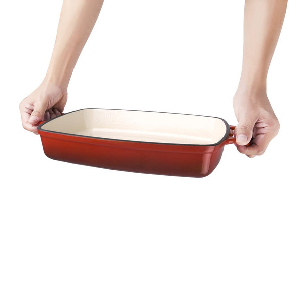 Vogue Red Rectangular Cast Iron Dish 2.8Ltr GH320