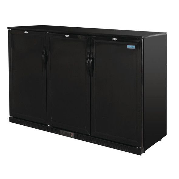 Polar G-Series 900mm Triple Solid Door Back Bar Cooler in Black 330Ltr GL017