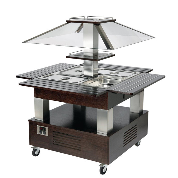 Roller Grill Heated Salad Bar Square Dark Wood GP307