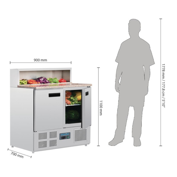 Polar G-Series Pizza Prep Counter Fridge 288Ltr G603