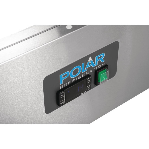 Polar G-Series 2 Door Pizza Prep Counter with Glass Sneeze Guard 256Ltr GH266