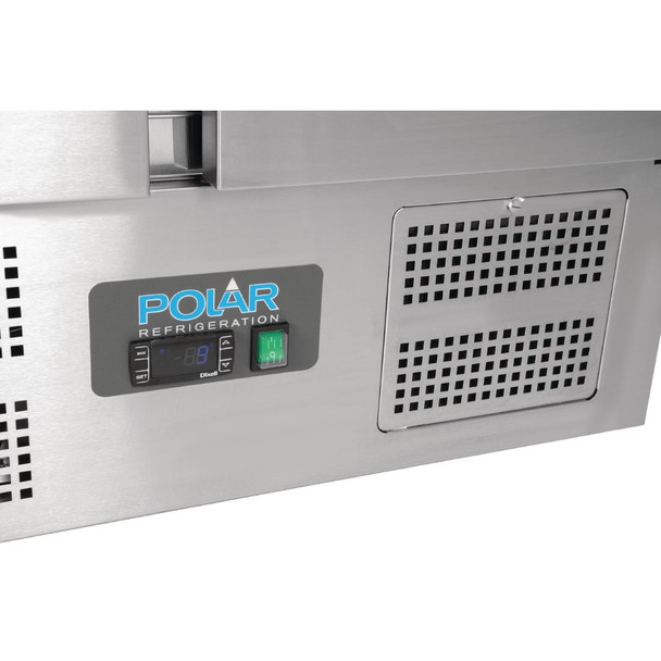Polar G-Series 2 Door Pizza Prep Counter with Glass Sneeze Guard 256Ltr GH266