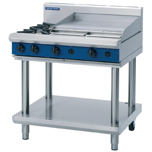 Blue Seal Evolution Cooktop 2 Open/1 Griddle Burner LPG on Stand 900mm G516B-LS/L GK154-P