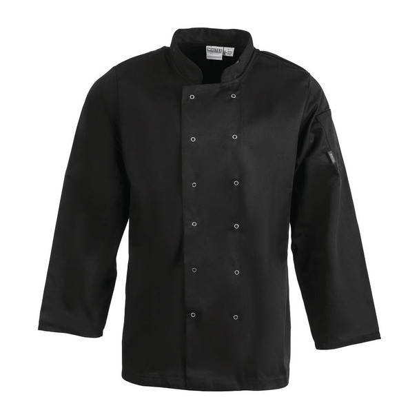 Whites Vegas Unisex Chefs Jacket Long Sleeve Black XS A438-XS