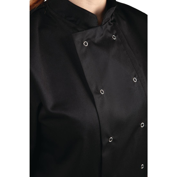 Whites Vegas Unisex Chefs Jacket Short Sleeve Black XS A439-XS