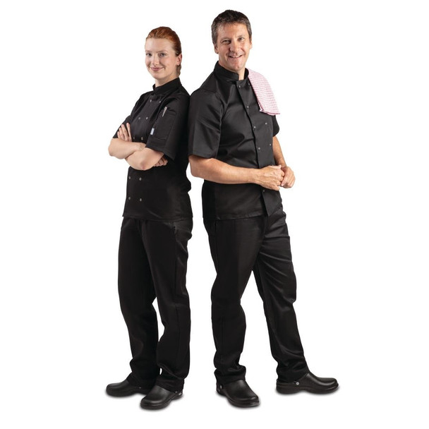 Whites Vegas Unisex Chefs Jacket Short Sleeve Black XXL A439-XXL