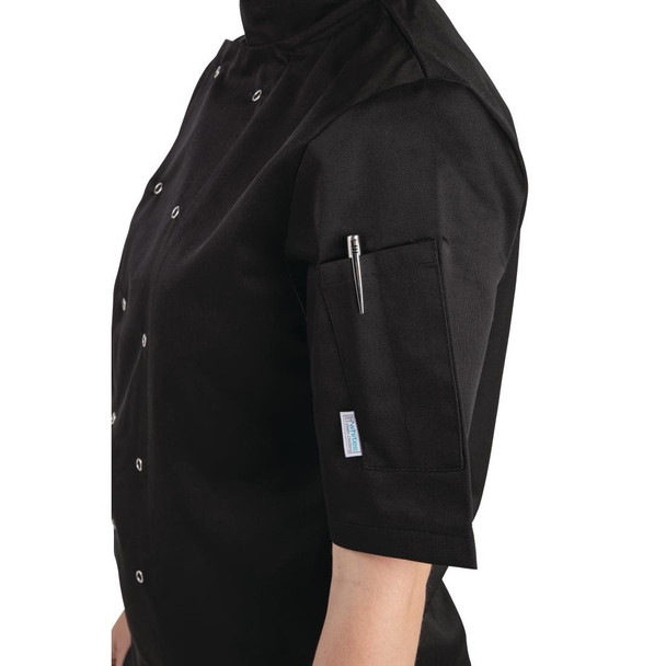 Whites Vegas Unisex Chefs Jacket Short Sleeve Black XXL A439-XXL