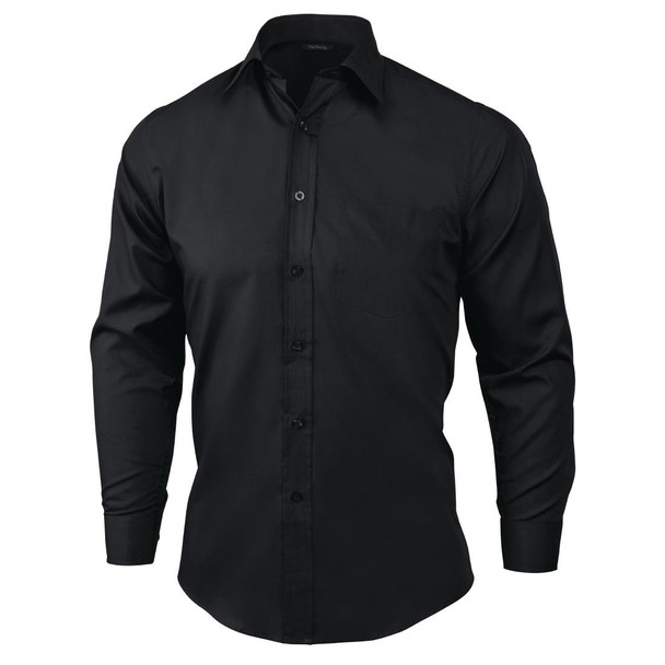 Chef Works Unisex Long Sleeve Dress Shirt Black L A798-L
