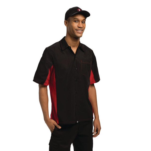 Chef Works Unisex Contrast Shirt Black and Red L A952-L