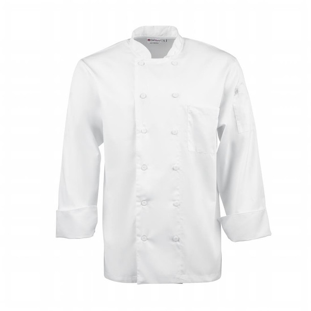 Chef Works Calgary Long Sleeve Cool Vent Unisex Chefs Jacket White 2XL B649-XXL