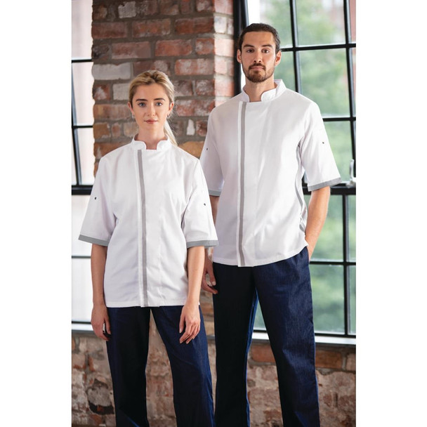 Southside Unisex Chefs Jacket Short Sleeve White L B998-L