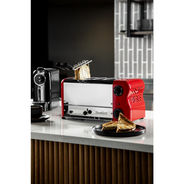 Rowlett Esprit 4 Slot Toaster Traffic Red w/2x Additional Elements & Sandwich Cage CH184