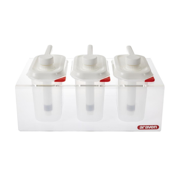 Araven Sauce Dispensers with Pump GN 1/9 Transparent 1.5Ltr (Pack of 3) CR823