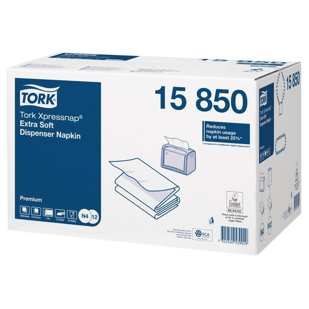 Tork Xpressnap Extra Soft Dispenser Napkin White 2Ply 1/2 Fold (Pack of 8x1000) DB466