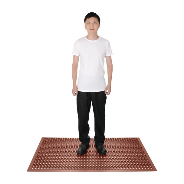 Jantex Rubber Grease Resistant Anti Fatigue Mat Red 1500 x 900mm GF017