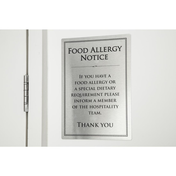 Vogue Brushed Steel Food Allergy Sign A4 GM816