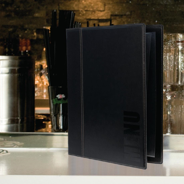 Securit Contemporary Menu Cover Black A4 H713