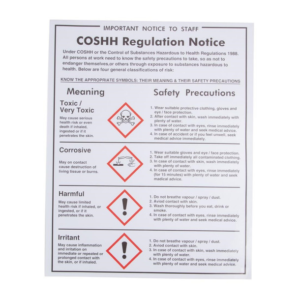 Vogue COSHH Regulations Sign L903