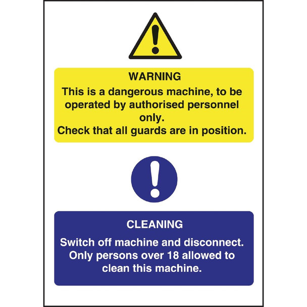 Vogue Dangerous Machine Cleaning Sign L945