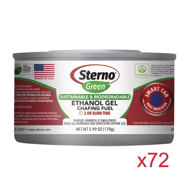 Sterno Green Ethanol Gel Chafing Fuel 2 Hour (Pack of 72) SA607