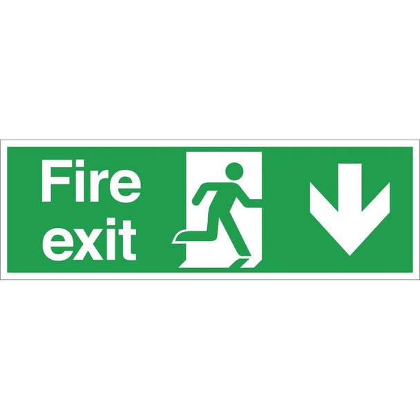 Fire Exit Sign Arrow Down W300