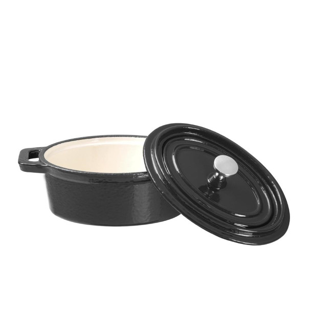 Vogue Cast Iron Oval Mini Pot Black Y264
