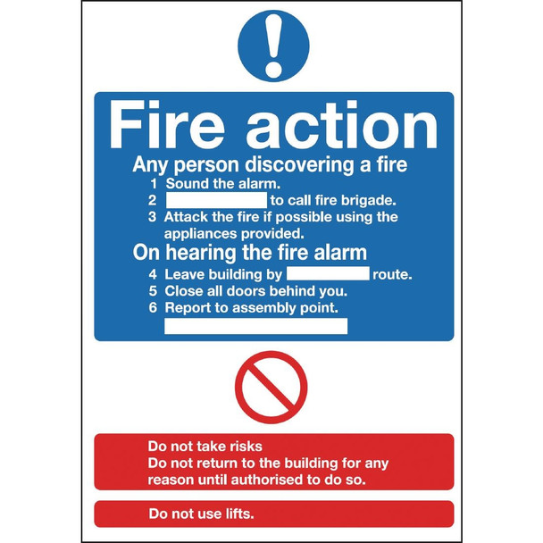 Fire Action Sign Y919