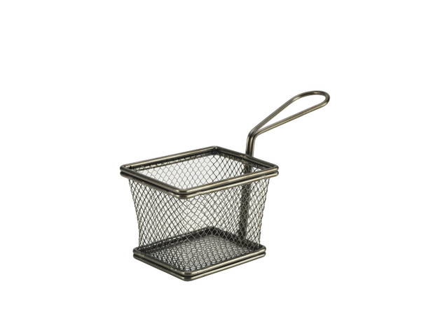 Black Serving Fry Basket Rectangular 10 x 8 x 7.5cm 6 Pack