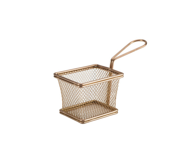 Copper Serving Fry Basket Rectangular 10 x 8 x 7.5cm 6 Pack
