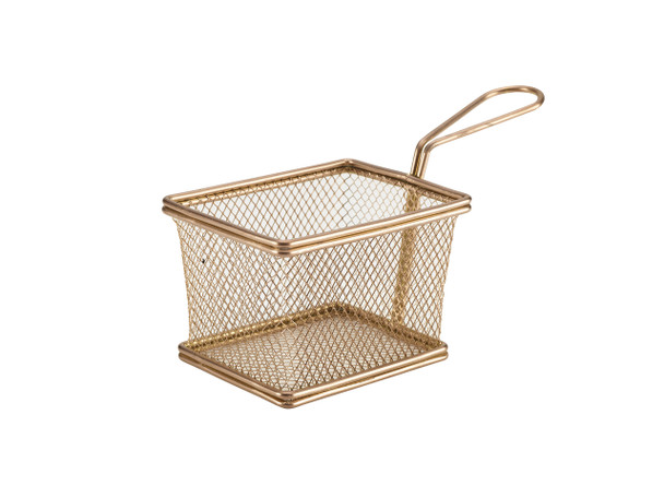 Copper Serving Fry Basket Rectangular 12.5 x 10 x 8.5cm 6 Pack