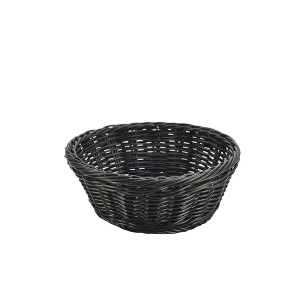 Black Round Polywicker Basket 21Dia x 8cm 6 Pack