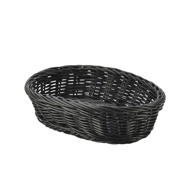 Black Oval Polywicker Basket 22.5 x 15.5 x 6.5cm 6 Pack