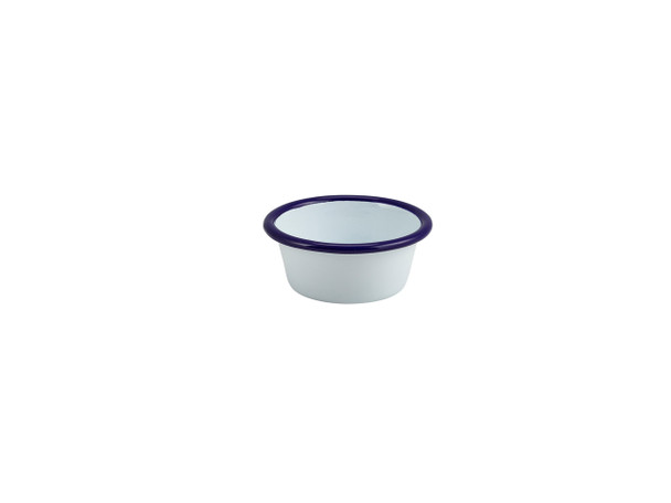 Enamel Ramekin White with Blue Rim 8cm Dia 90ml/3.2oz 12 Pack