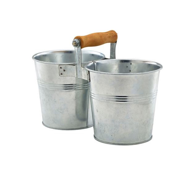 Galvanised Steel Combi Serving Buckets 12cm Dia 12 Pack