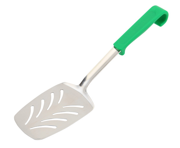 Genware Plastic Handle Slotted Turner Green