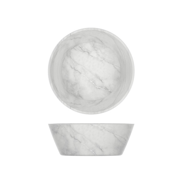 White Marble Agra Melamine Bowl 20.5 x 7.5cm 6 Pack