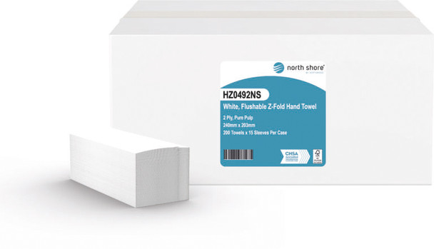 North Shore  2 Ply White Pure Flushable Z-fold Hand Towel