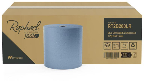 Raphael Blue Laminated And Embossed Roll Towel