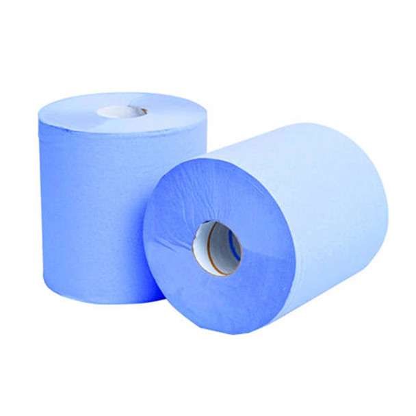 2 rolls of 2 Ply Blue Centrefeed 150m