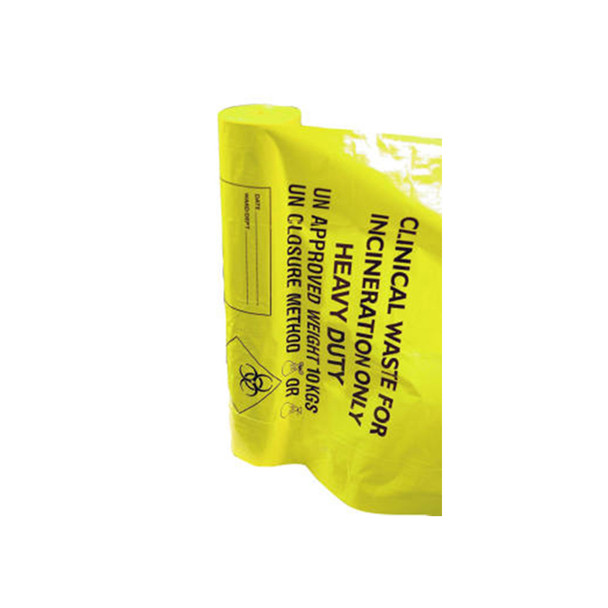 Yellow Heavy Duty Clinical Waste Sack unravelling