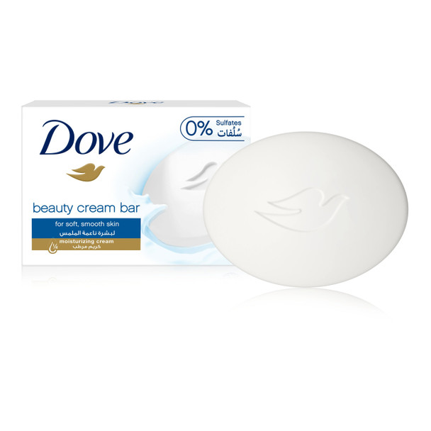Dove Soap Bars packaging and Soap Bar, side-by-side.