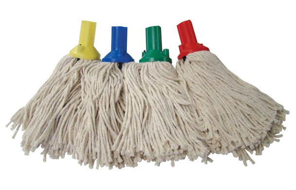 Yellow Blue Green and Read Exel Mop Heads next to each other