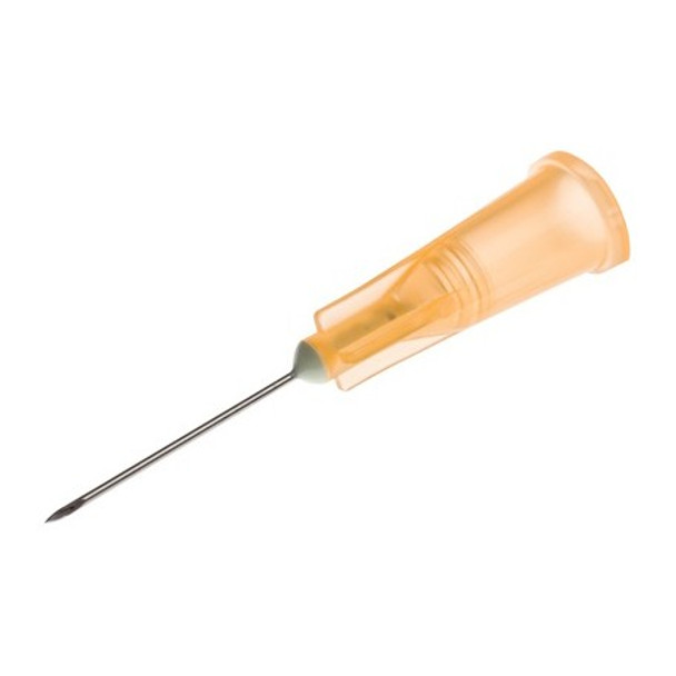 A piece of 25G x 5/8 Inch Orange colour Hypodermic Needle