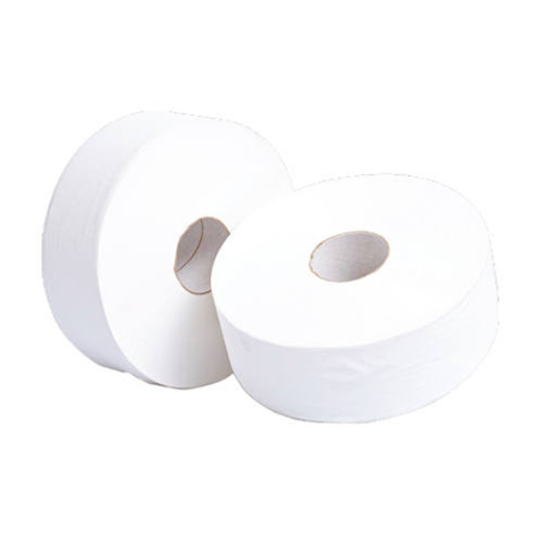 two rolls of Mini Jumbo Toilet Roll 3 Inch 150m