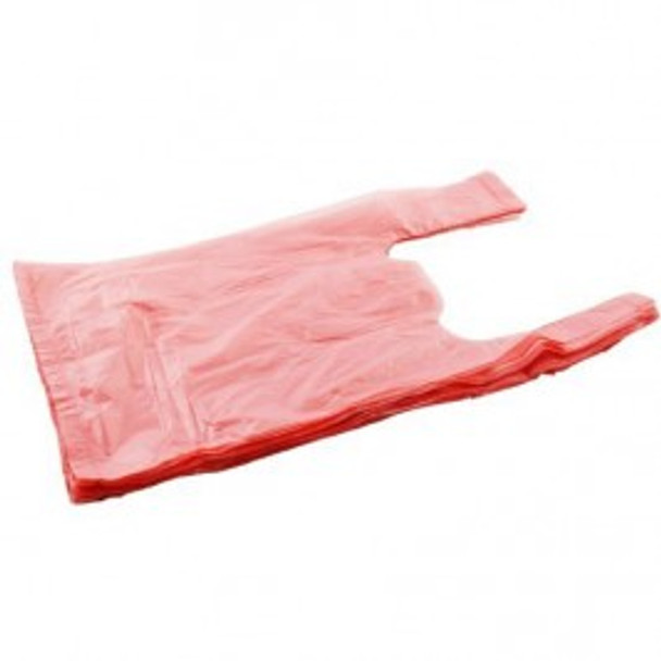 A Red Nursery Nappy Sack layed out on the floor