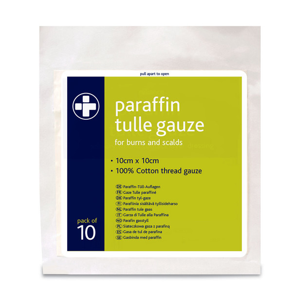 Paraffin Gauze 10cm x 10cm Sterile 10 Pack