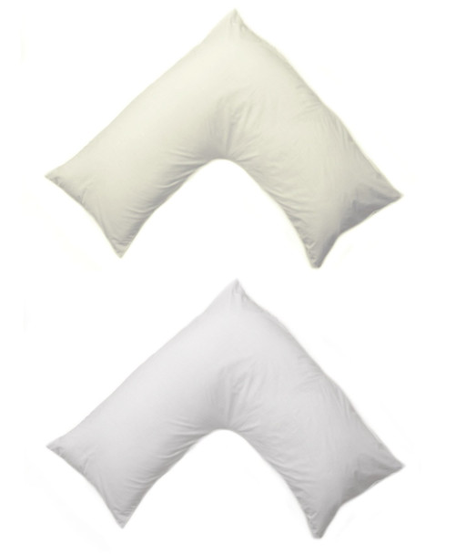 Cream and White Vee Pillows next to each other