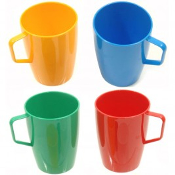 Group of Yellow Blue Green and Red 28cl Beakers with Handles